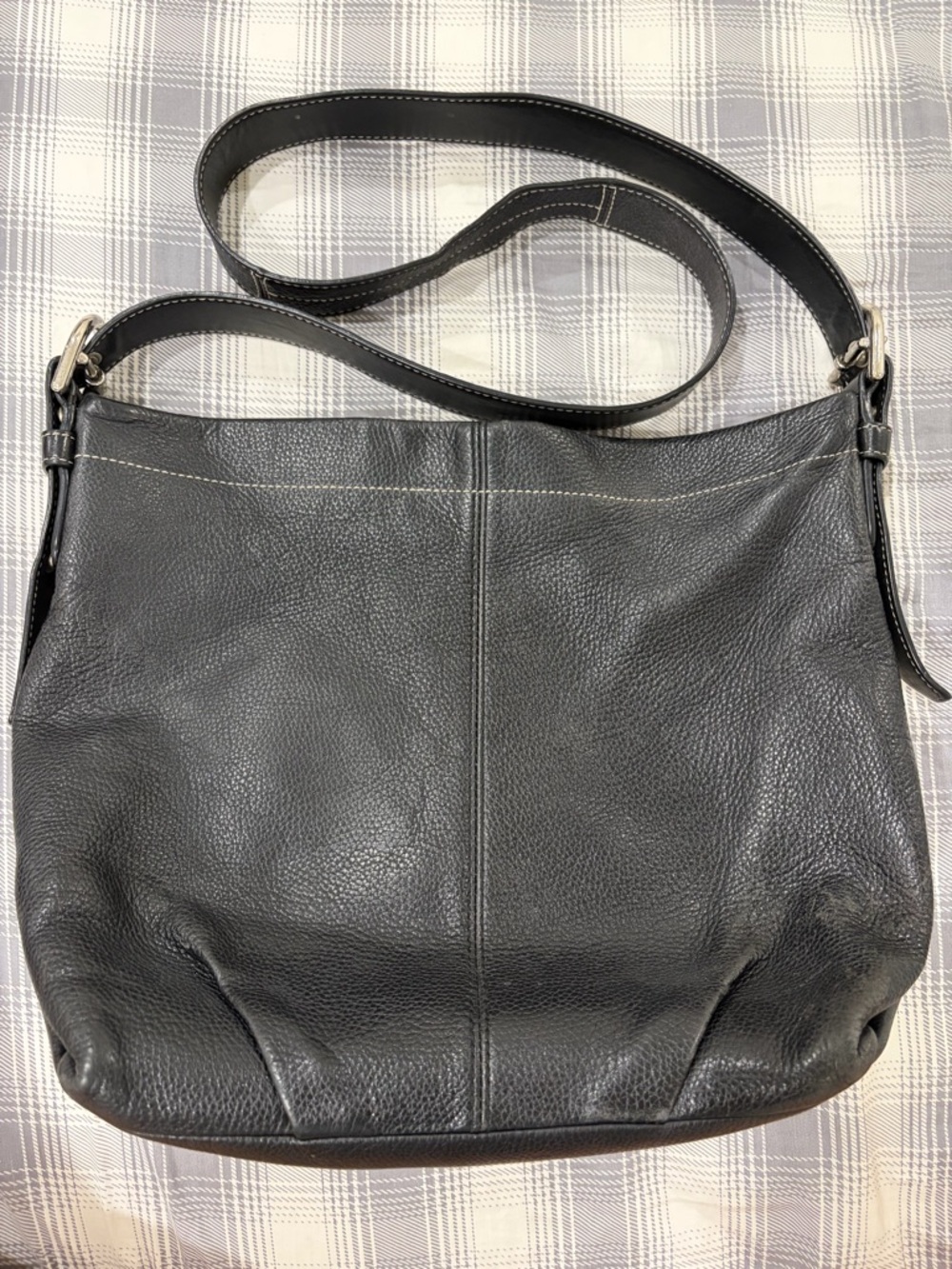 Coach pleated pebbled leather crossbody bag